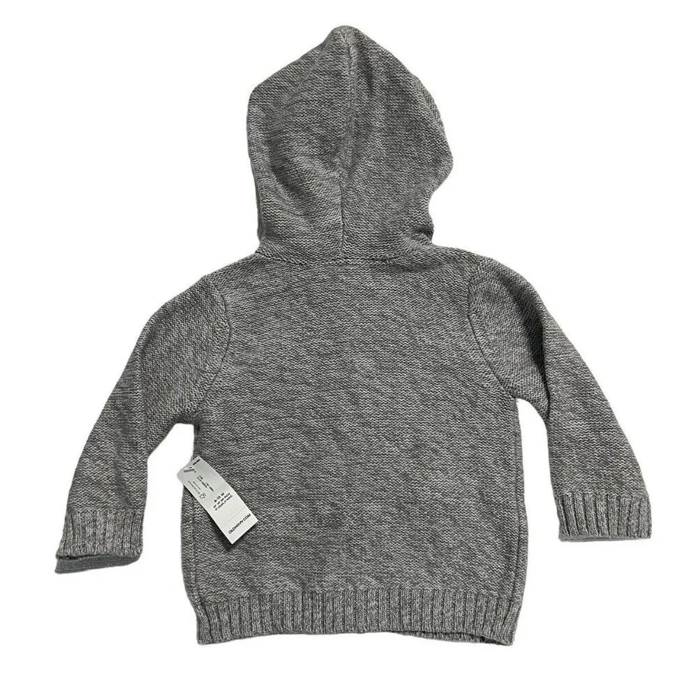 NEW Old Navy 6-12m Grey Cable Knit Hoodie Cardigan